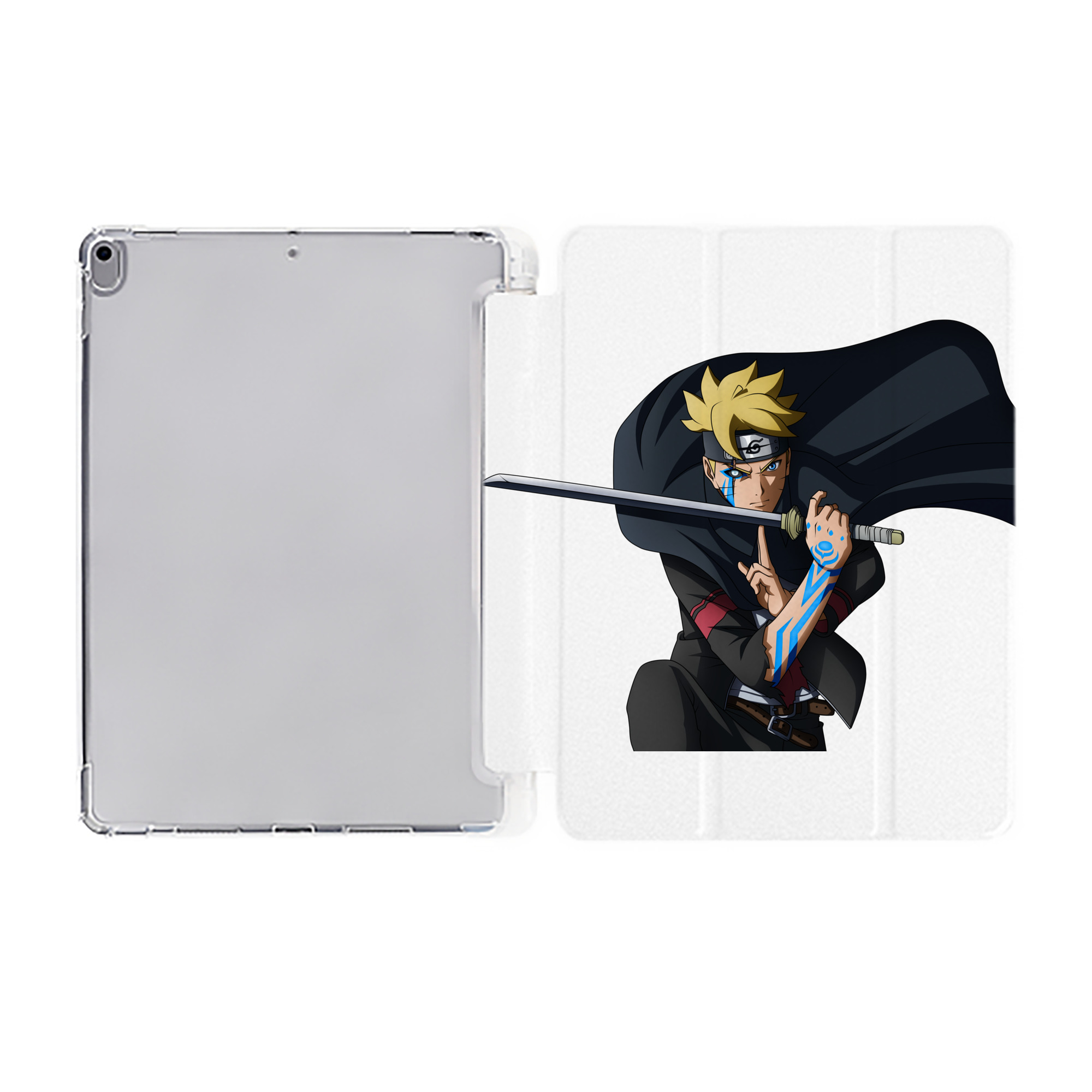 （画像用） NARUTO -ナルト- うずまき ボルト Uzumaki Boruto IPad ケース ペン収納付き 三つ折りスタンド PUレザー×シリコン 対応機種9.5/10.5/10.9インチ